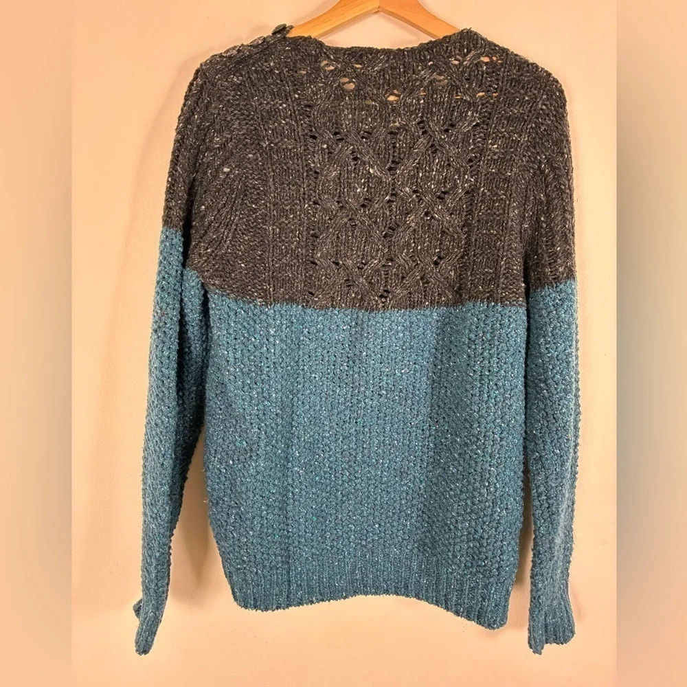 Diesel Tricot Co Men’s Wool Blend Sweater Medium Colorblock Blue Gray Cableknit